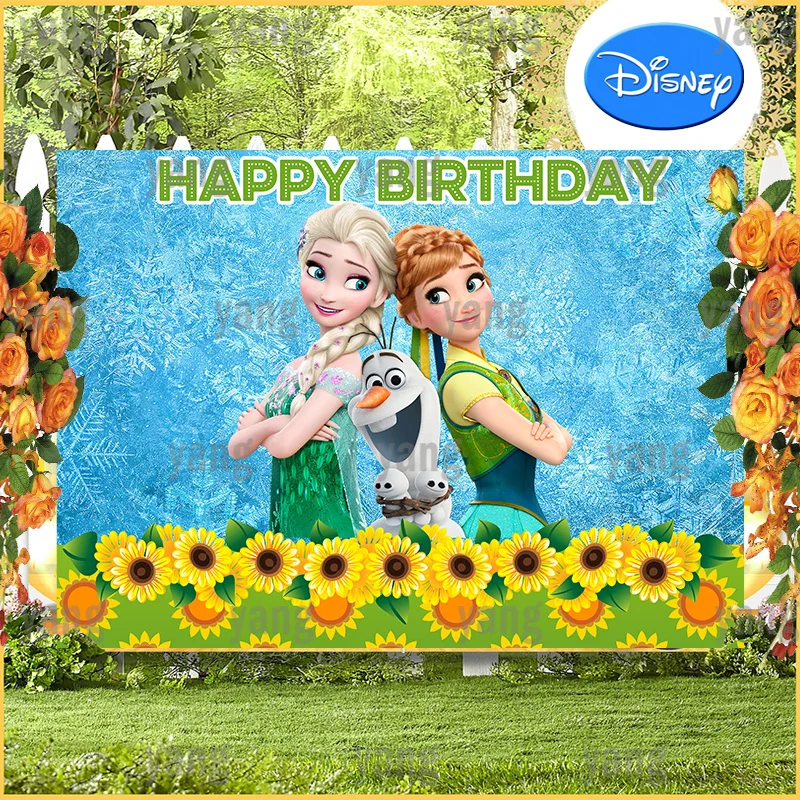 Disney Custom Magic Princess Elsa E Anna Cute Olaf Birthday Party Decoration Frozen Fever Background Photography Background
