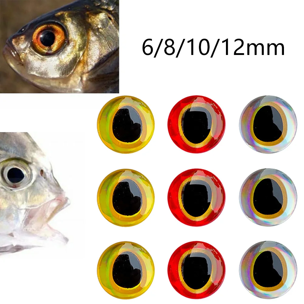 

100Pcs 3D Holographic Fishing Lure Eyes Stickers Baits DIY Fish Eye Sticker For Fly Tying Craft 6 8 10 12mm Lures Bait Tackle