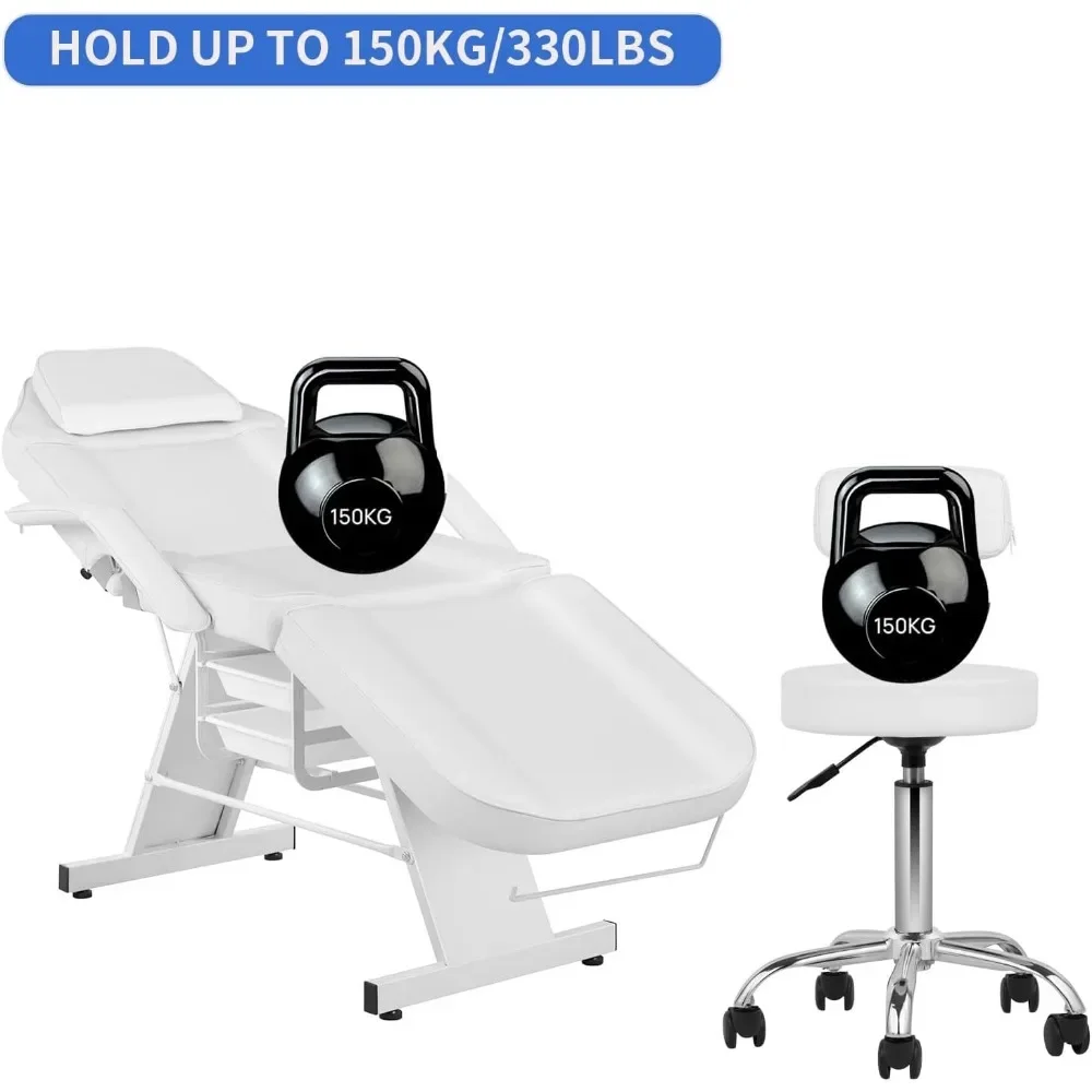 Pedicure Facial Tattoo Chair For Client Adjustable 3-Section Multipurpose With Hydraulic Stool For Esthetician