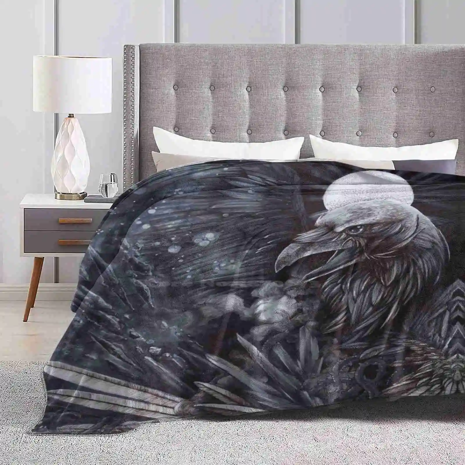 Nascita Della Stella Soft Warm Throw Coperta Tradizionale Fantasy Raven Star Copic Derwent Ink