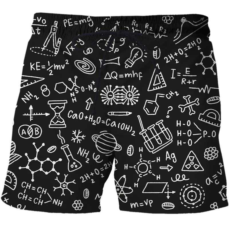 

New Mathematical Chemistry Formula Graphics 3d Print Summer Men's Shorts Quick Dry Swimming Shorts Oversized Casual Beach Pants