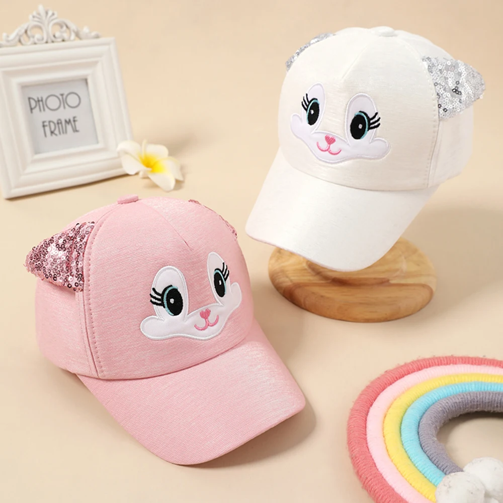 Summer Children's Caps New Cute Cartoon Cat Ear Girls Hats Adjustable Baseball Cap For Kids Children Girl Sun Hat 2-8 Years 3