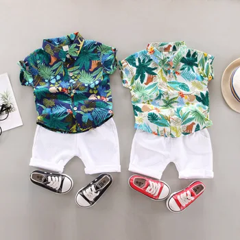 Baby Boy Clothes Baby Clothes 0-5 Years Old Summer Short-Sleeved Shorts Suit Baby Printed Shirt Casual Shorts Two-Piece Suit 1