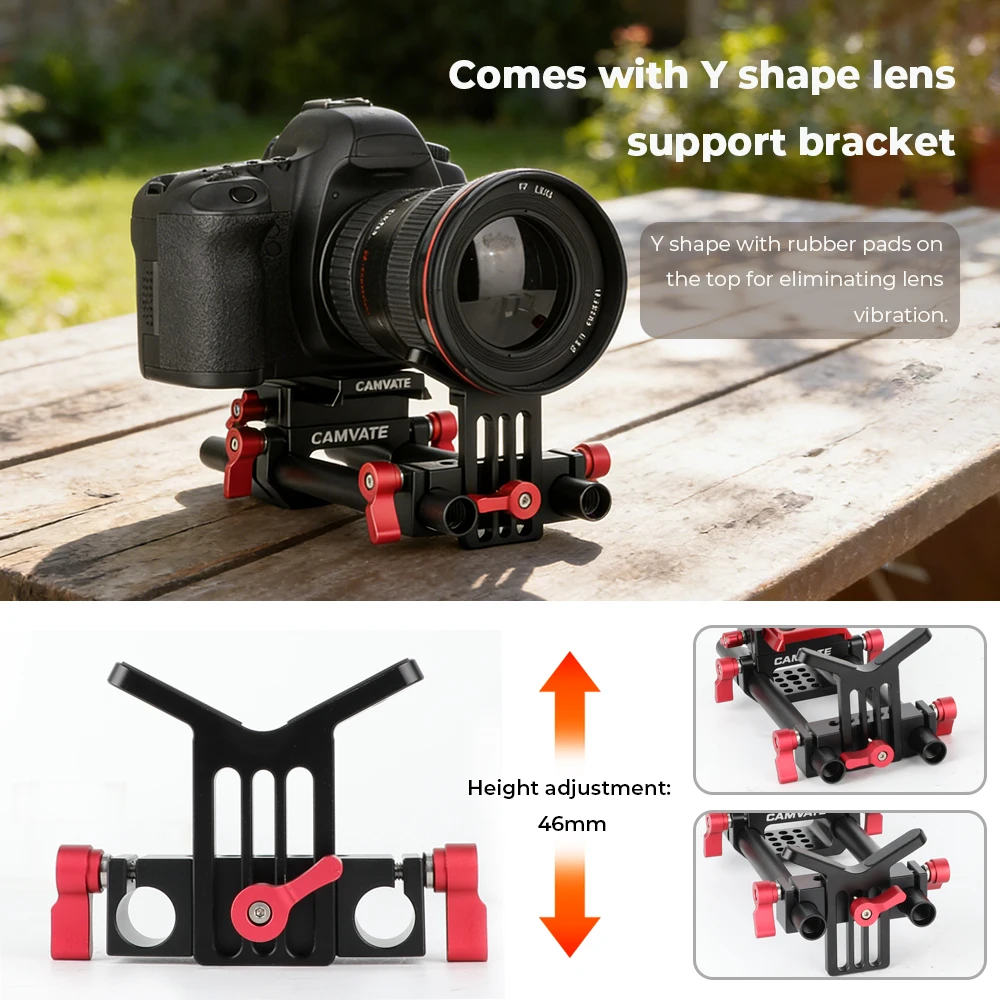 HDRiG Manfrotto 스타일 퀵릴리즈 베이스 플레이트 키트, Manfrotto 577, 501, 504/701 삼각대 사진용, 15mm 듀얼 로드 시스템