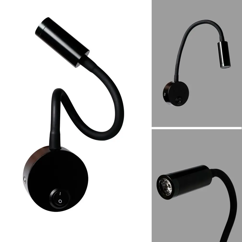 

3W Wall Lamp Home Hotel Loft Bedside Reading Book Warm White Light Flexiable ON/OFF Switch 90-260V Spot LED Bulb