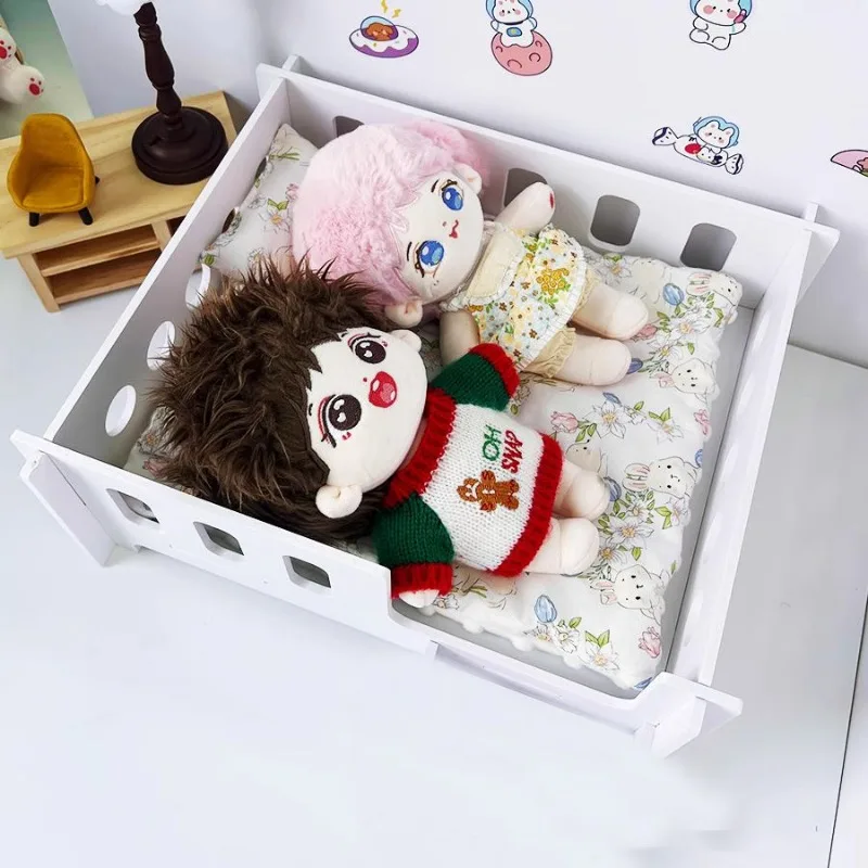 Single layer double bed three piece set mattress pillow cotton doll furniture 20cm baby room baby bed bjd baby bed 4