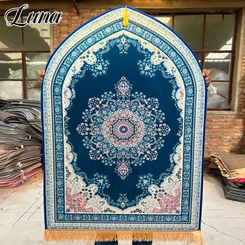 

Flannel Muslim Prayer Mat Islam Ramadan Worship Kneel Mat Portable Super Soft Non-slip Praying Area Rug Tassels Carpet Eid Gifts