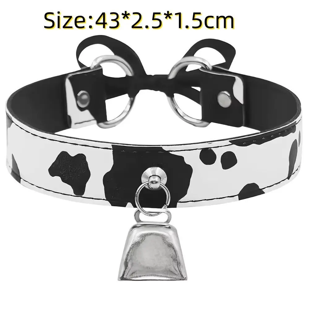 Sexy Leather Choker Necklace Cow Print Adjustable Bow Necklaces Women Necklace