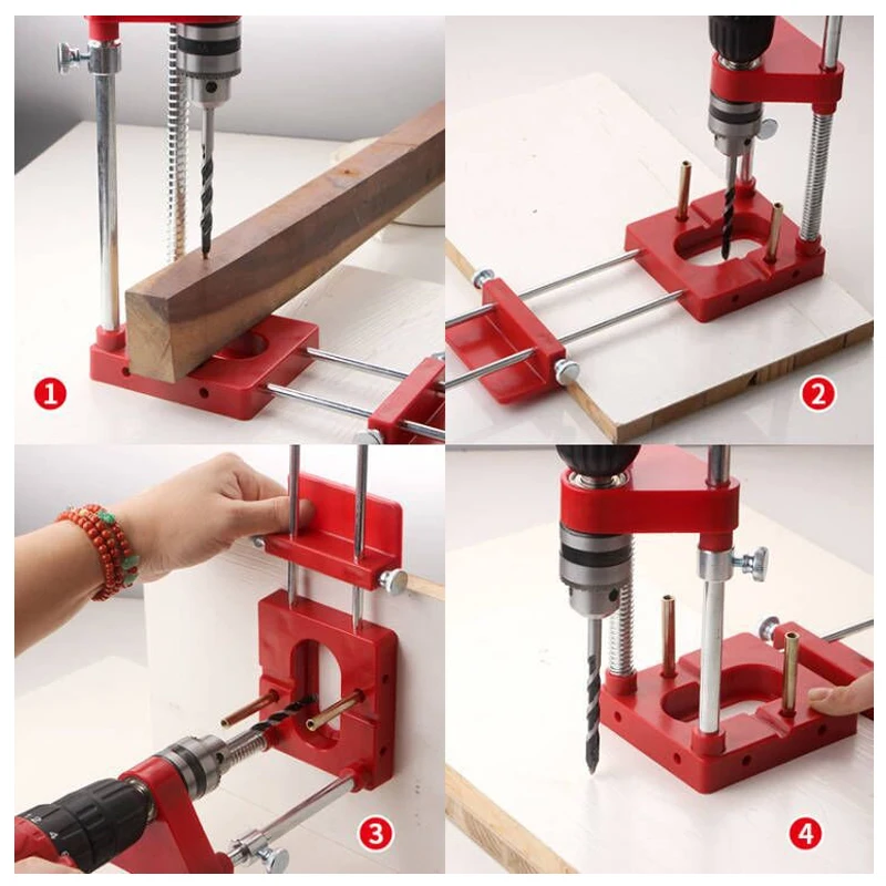 Woodworking Drill Locator Drill Guide Fixture with Scale Precise Positioner