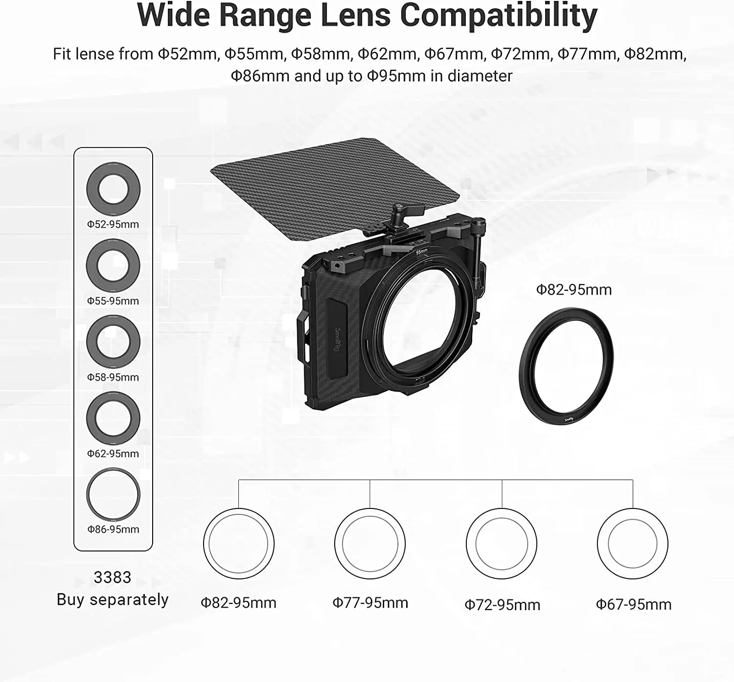 Mini Caixa Fosca Smallrig para Câmeras Dslr sem Espelho Compatível com 52 mm 55 mm 58 mm 62 mm 67 mm 72 mm 77 mm 82 mm 86 mm 3196 - Image 3