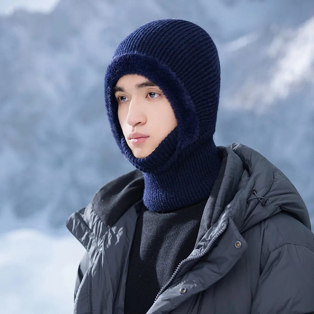 New Windproof Pullover Hat Keep Warm Velvet Lined Face Mask Cold Proof Cycling Hats Women/Men