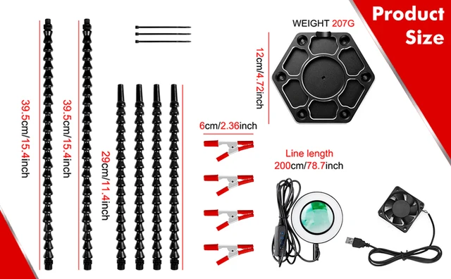 Terza Mano Per Saldatura Lytool Con Lente LED - 4 Bracci Flessibili Per Elettronica - Foto 10