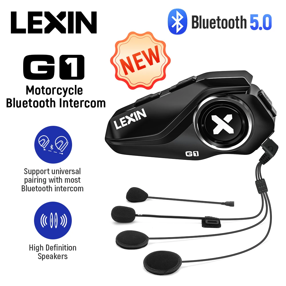 2024 новые мотоциклетные bluetooth-наушники Lexin G1 для шлема, Bluetooth 5,0, динамики высокой четкости, обновление качества звука