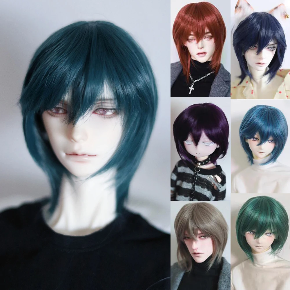 

D03-P339 children handmade toy 1/3 1/4 1/6 uncle doll BJD/SD doll's wig color green soft permed bangs 1pcs