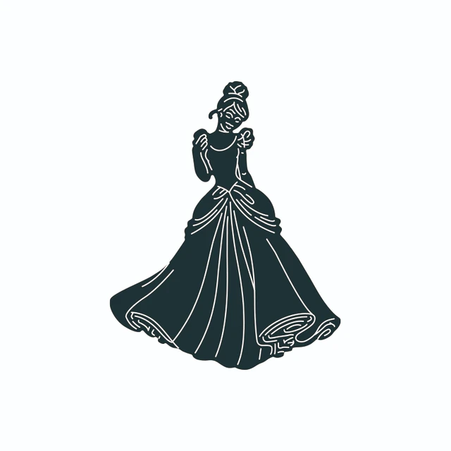 Cinderella Princess Clipart Black And White
