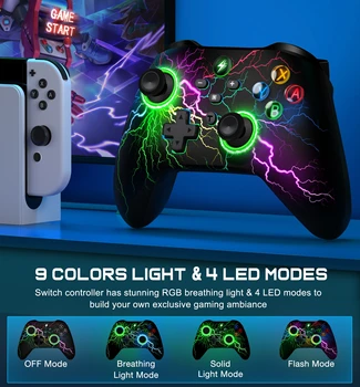 BEBONCOOL Q212 RGB Gamepad Wireless RGB Pro Controller, Compatible with Nintendo Switch Lite/Switch Oled/PC/iOS/Android 1