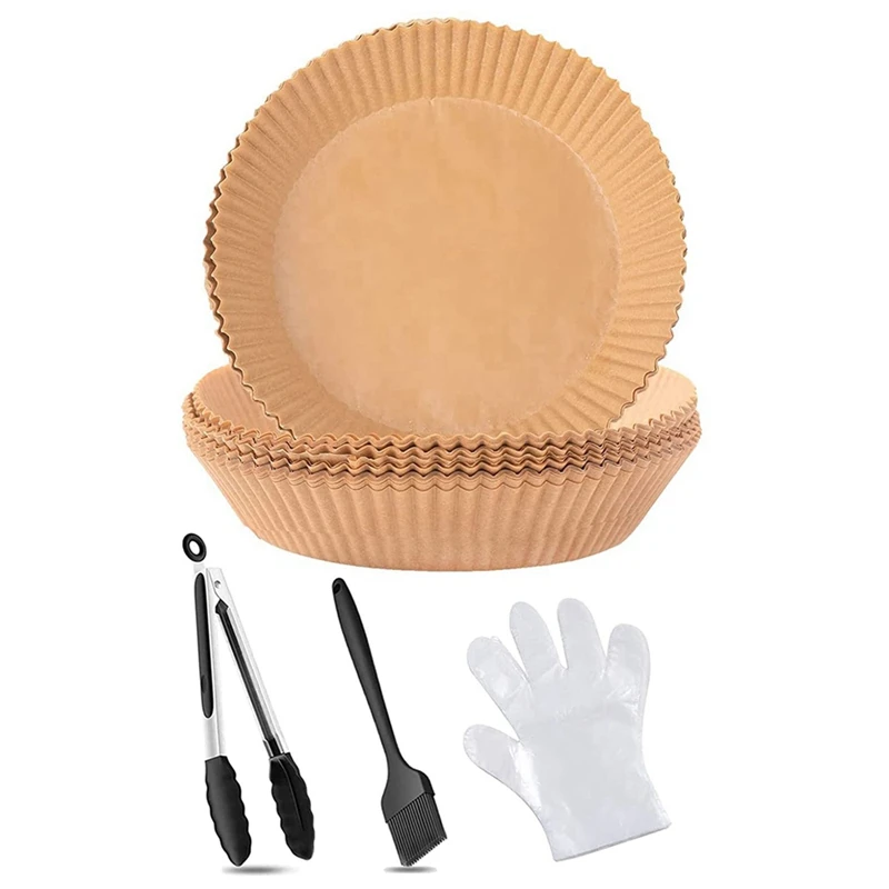 

Одноразовый бумажный вкладыш для фритюрницы 100 шт., антипригарные вкладыши для фритюрницы с одноразовыми перчатками 100 шт., маслостойкие, водонепроницаемые