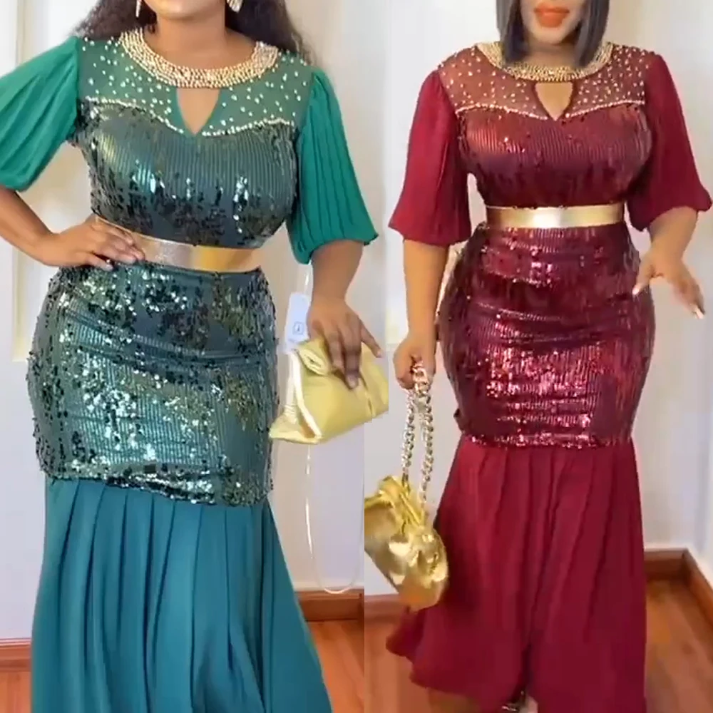 Md Ankara Dashiki Velvet Wax Dresses African Women Traditional Outfits