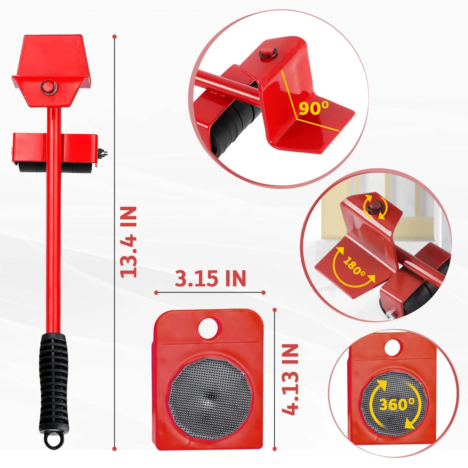 Furniture Jack Lifter Tool Transport Shifter Heavy Duty Appliance Rollers  Moving Wheel Sliders for Tile Floors Leverage Tools