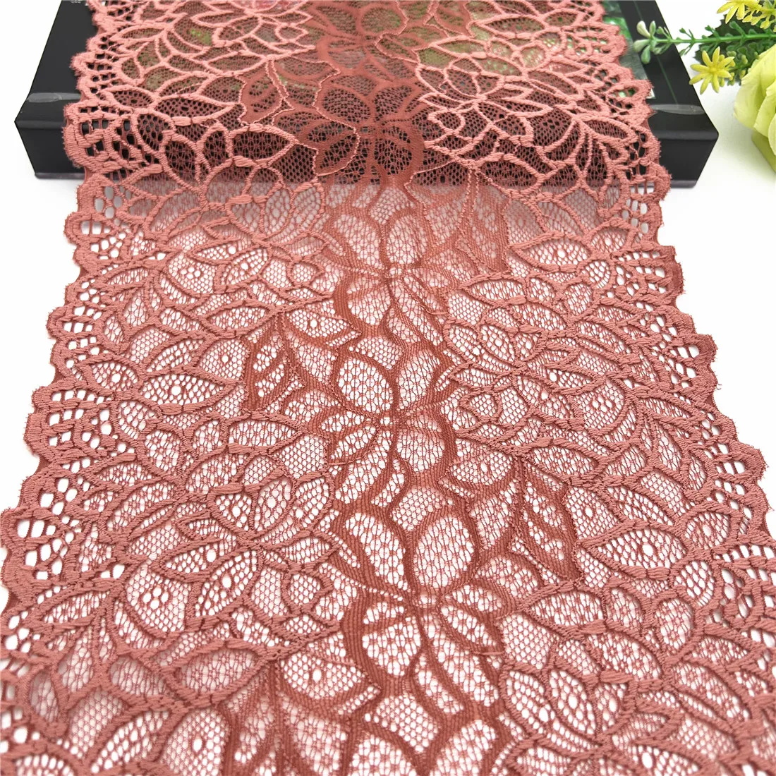 3y/lot Width 8 5/8" 22cm Brick Red Elastic Stretch Lace Trim For Clothing Accessory Dress Sewing Applique Costume Lace Fabric 4