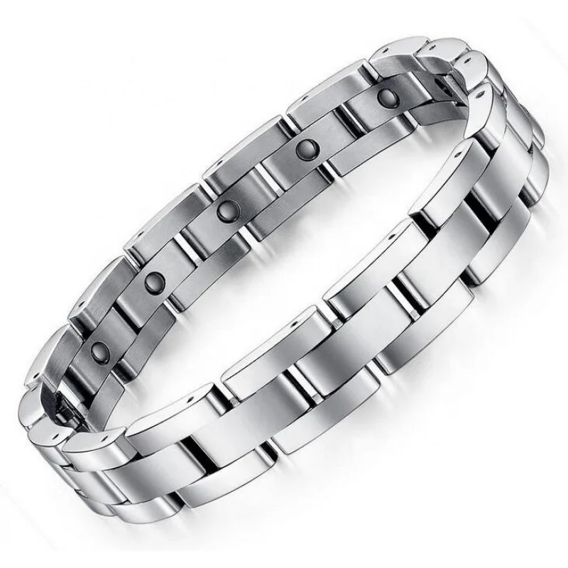 Custom  Hoonni Hot Sale Germanic Quantum Scalar Energy Mens Magnetic Therapy Stainless Steel Bracelet For Men Menu Women Wrists