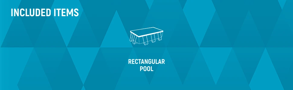Graphic listing included items features a line drawing of a rectangular pool.