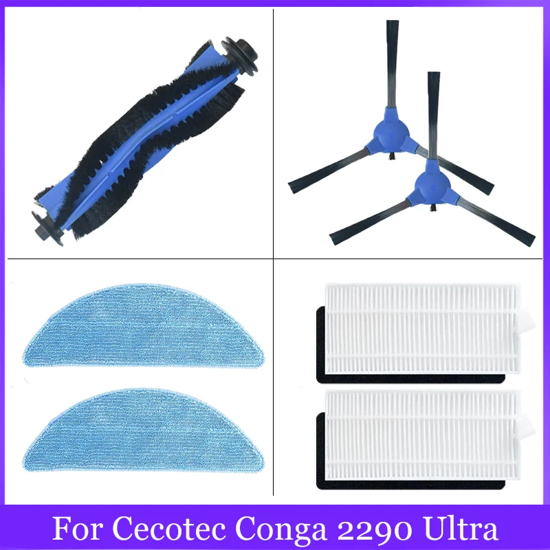 Per Cecotec Conga 2290 Ultra 05661 Robot Aspirapolvere Pezzi di Ricambio Accessori Spazzola Laterale Principale Filtro Hepa Mop Rag  6