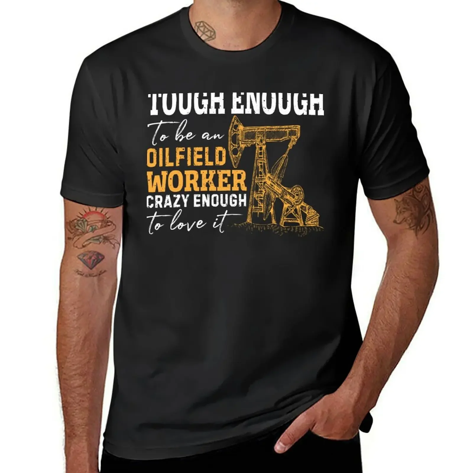 Funny Oilman Oil Rig Fracking Oilfield Worker Roughnecks Dad T-Shirt Plain Heavyweights T-Shirt Da Uomo