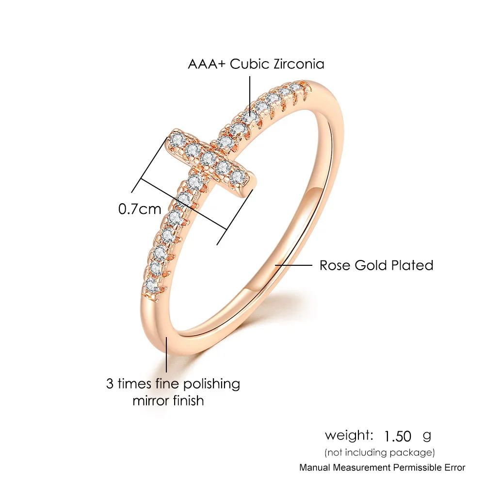 Personality Cross Thin Finger Ring Wedding Rings For Women Korean Fashion Micro Pave Crystal CZ Thumb Ring Jewelry Wedding Accessories Gift R715