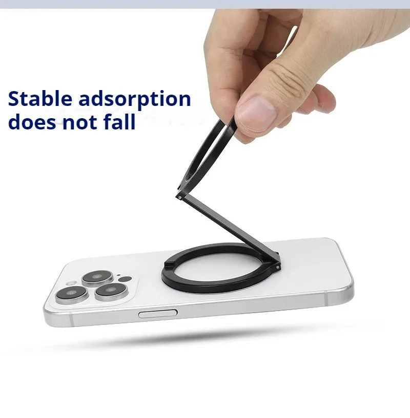 Universal Magnetic Metal Phone Stand with 360° Rotation and Adjustable Height