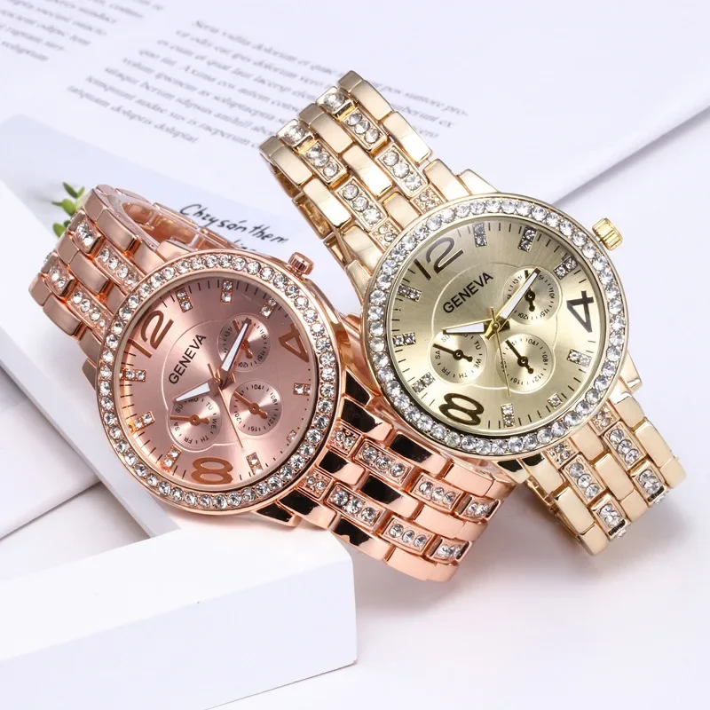 Quartz Wristwatches for Women with Gemstone Styled Dial