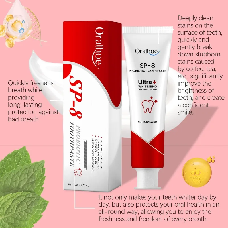 Probiotic Toothpaste SP-8 Whitening Tooth Remove Plaque Stains Teeth Whitener Oral Hygiene Clean Fresh Breath Denta 120g New whitening toothpaste