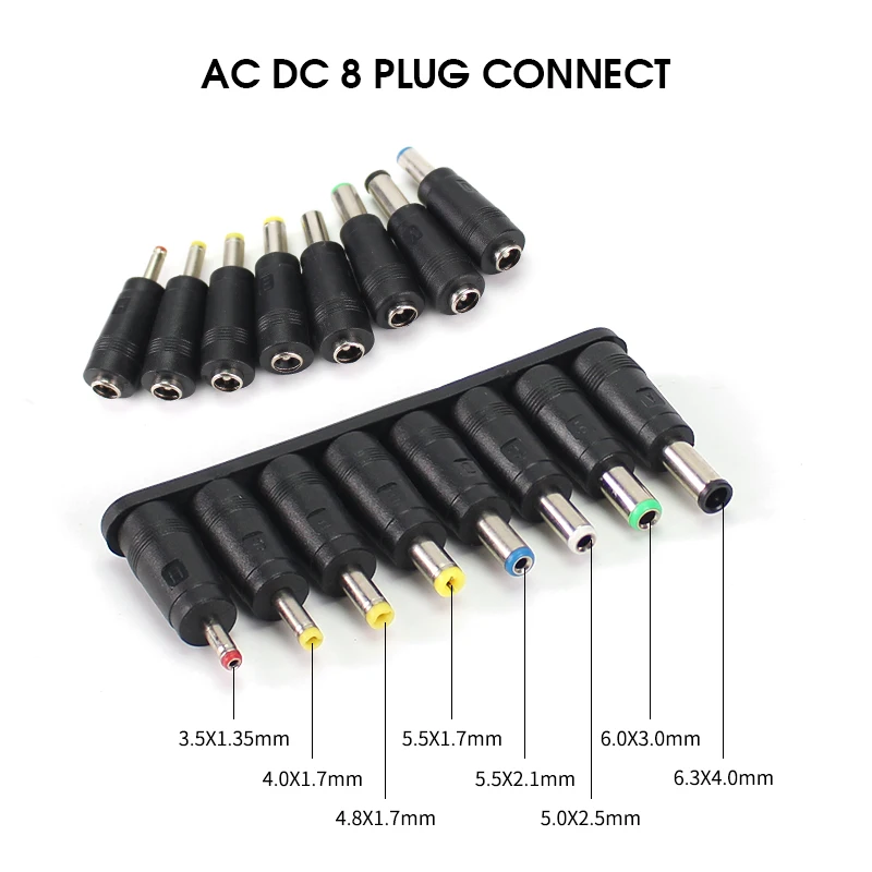 5V 6V 12V 1A AC/DC Adapter Power Supply 220V to 6v Lighting Transformer With 8pcs Universal Power Supply Adapter Connector Plug