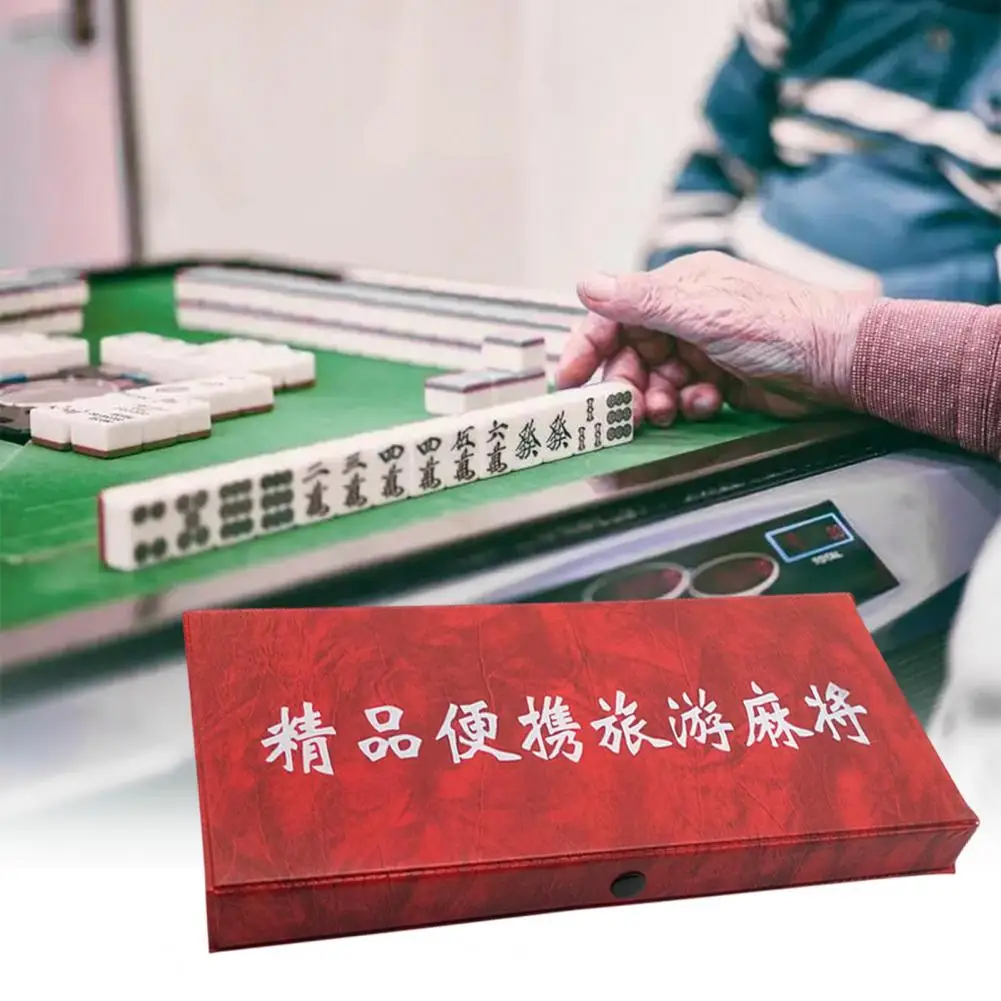 Portable Travel Mahjong Game Portable Mini Mahjong Game Set for Travel Home Parties Lightweight Classic Chinese for Fun