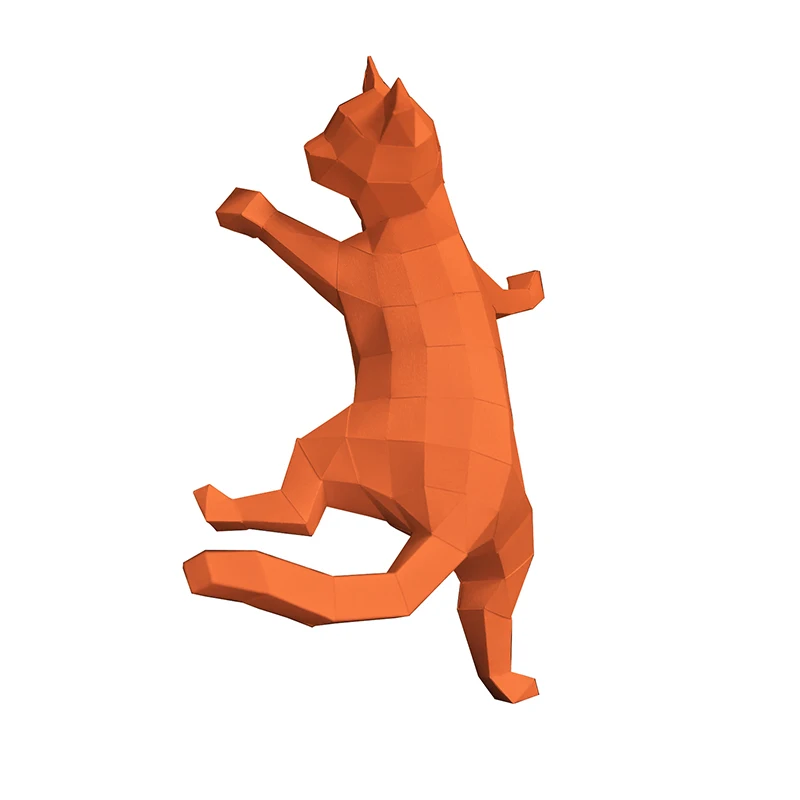 벽 등반 새끼 고양이 종이 모델 키트, 창의적인 홈 장식, 책상 장식, 3D DIY 수제 종이 공예, 고양이 동물 퍼즐 장난감