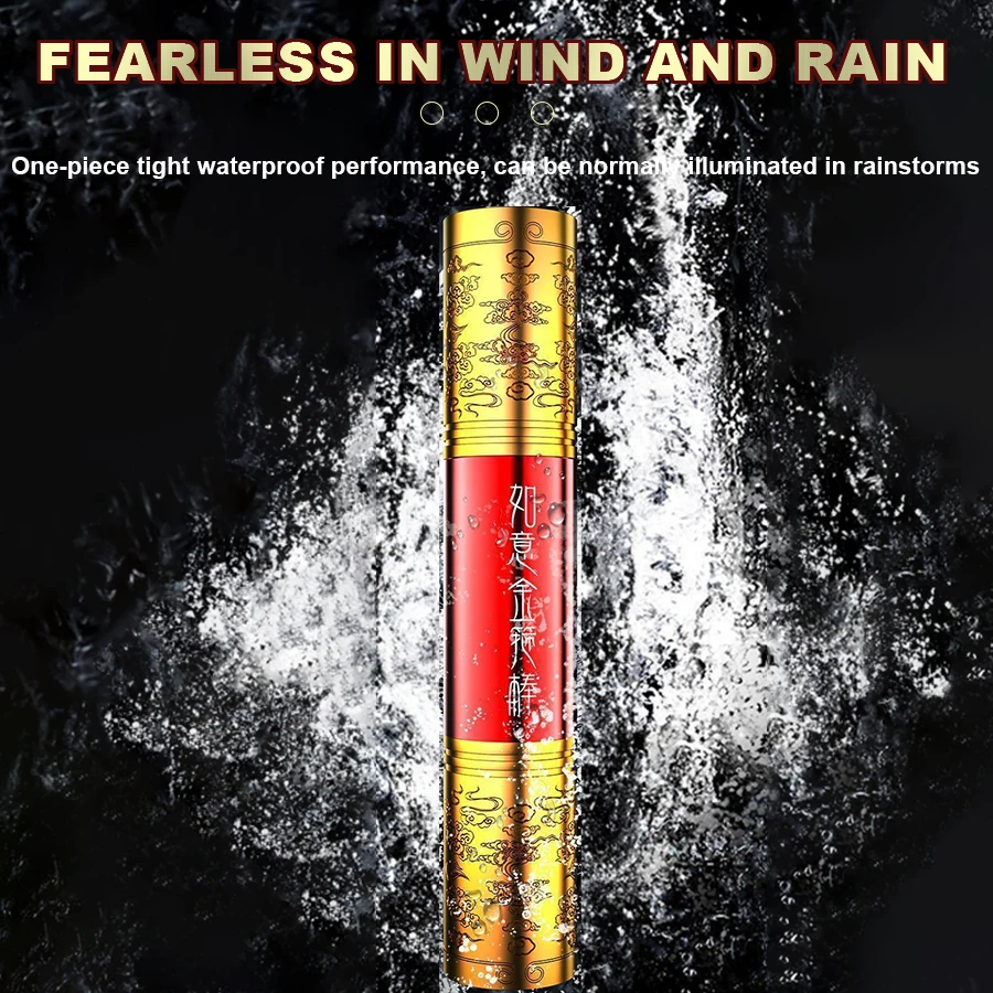 Description Picture 6 of itemNewest Rechargeable LED Flashlight Monkey King Carving dragon golden Cudgel Stick Hand Torch Flashlight Outdoor Emergency Ligh