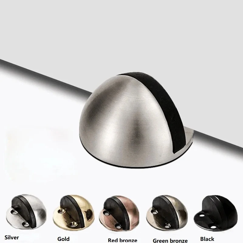 Stainless Steel Door Stopper Dual Catch No Punching Door Bumper Wedge Wall Floor Stopper