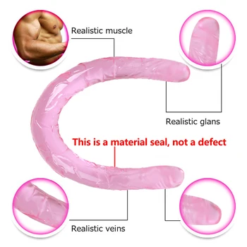 44cm Soft Jelly Dildo Double Long Realistic Dildos Cock Lesbian Vaginal Anal Plug Flexible Fake Penis For Women Dildos Sex Toys 4