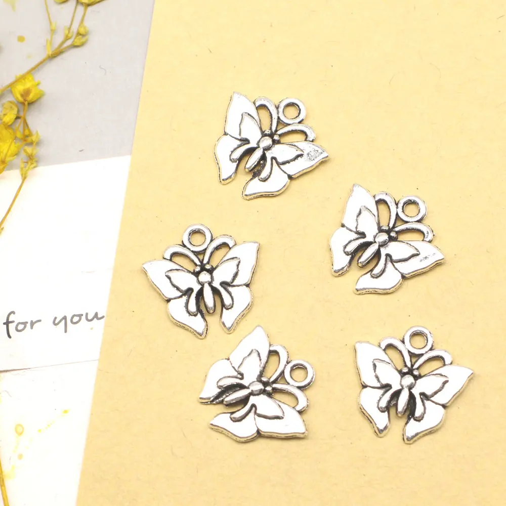 

10pcs 16x17mm Butterfly Charms Men Pendant Children Craft Diy Jewelry Antique Silver Color
