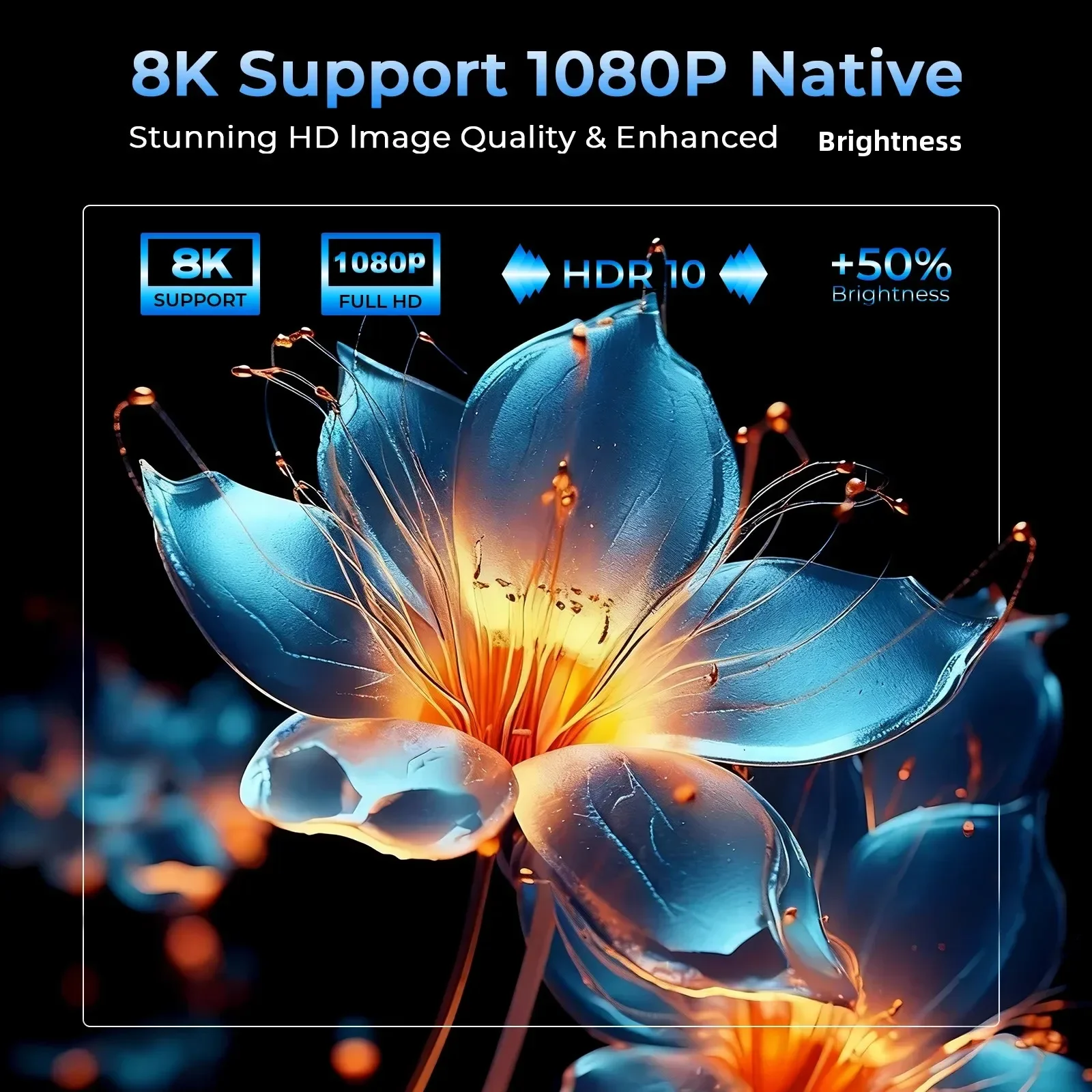X7 AI 스마트 프로젝터 (안드로이드 14 OS, 돌비, 8K 지원, 1080P UHD 2000 ANSI, Wifi6 & 블루투스5.4, 200인치 디스플레이, 홈 시네마)