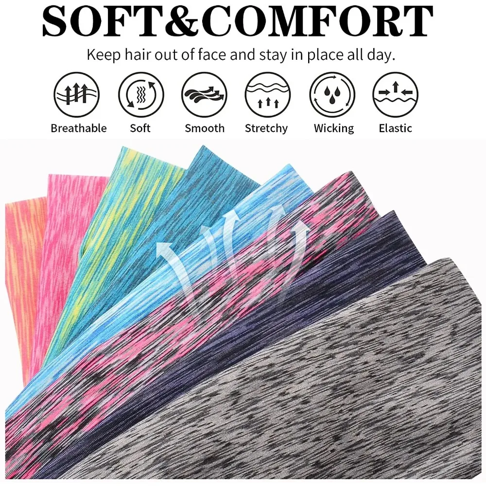 Sweatband for Men Women Elastic Sport Hairbands Head Band Yoga Headbands Headwear Headwrap Sports Workout Hair Accessories
