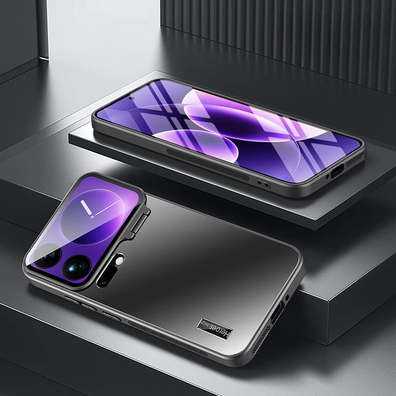 Enhanced Protective Case with Invisible Bracket and Camera Lens Guard - Matte Shockproof Shell