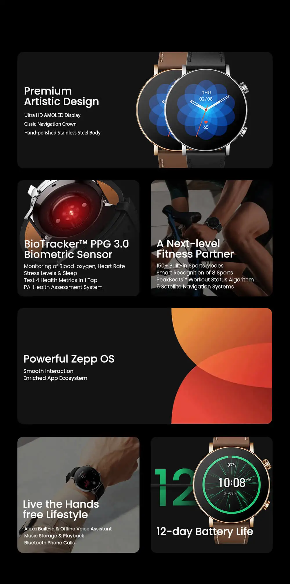 Amazfit – montre connectée GTR 3 Pro pour android, édition limitée, conçue pour une autonomie de 24H, gestion facile de l'état de santé