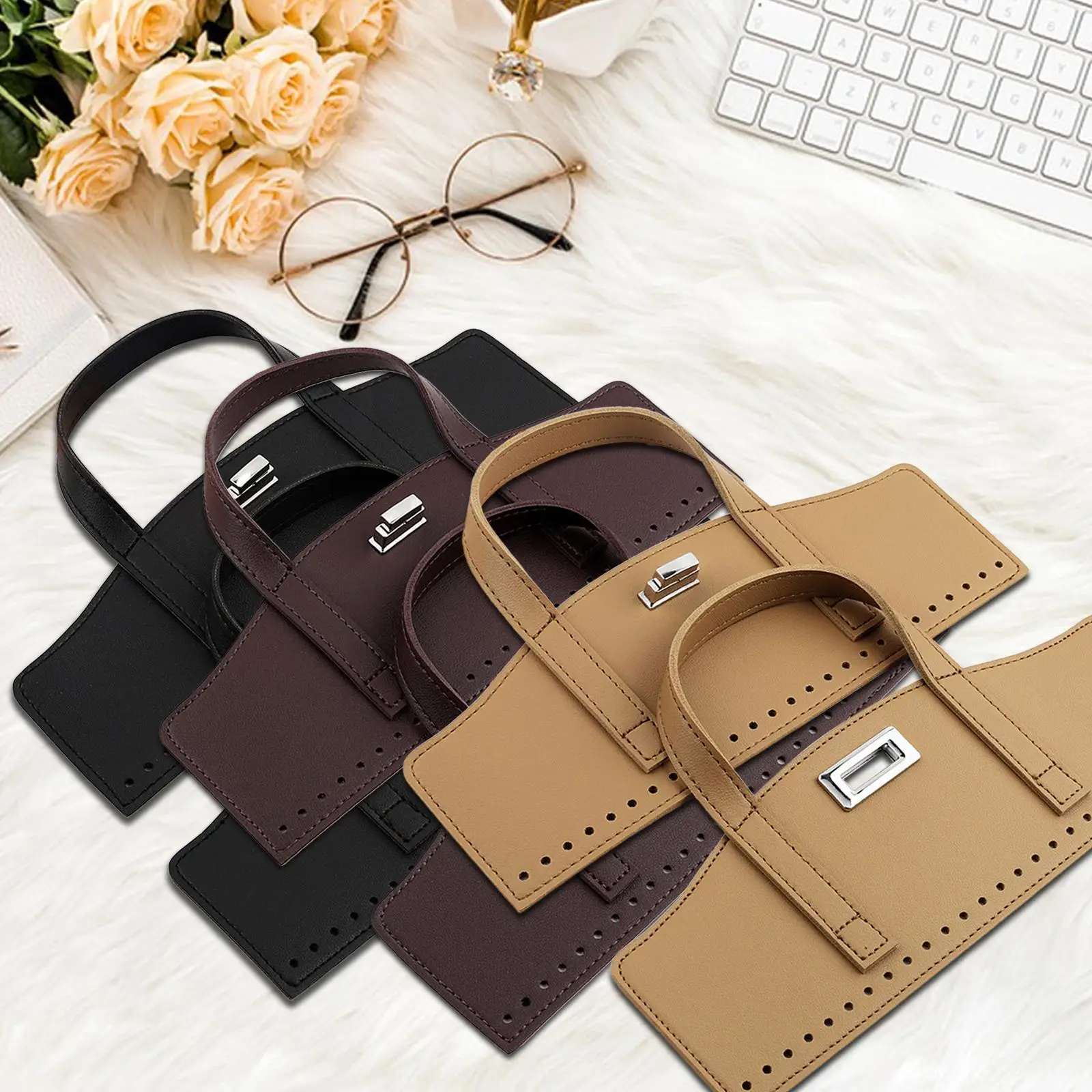 Maniglie Borsa All'Uncinetto 28x10cm | Accessori Fai Da Te In Pelle PU