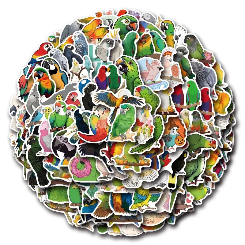 Cartoon Bird Parrot Parrot Graffiti Sticker 110PCS Decorative Luggage Water Cup Laptop Waterproof Children's Gift
