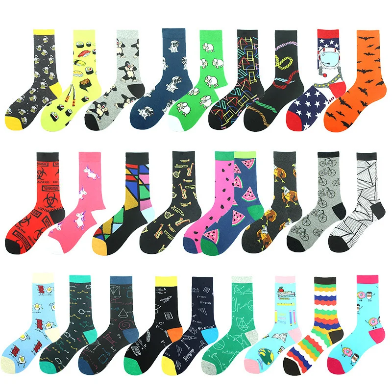 

Peonfly Men Socks Sushi Beer Dog Sheep Chimpanzees Food Math Animal Print Happy Harajuku Colorful Fashion Retro Sock