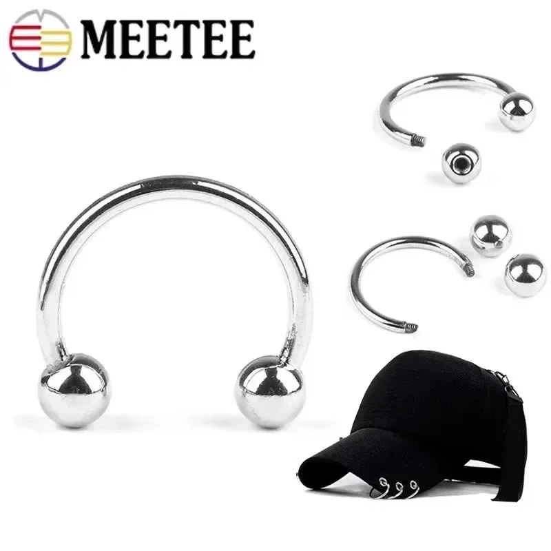 U-shaped Metal Rings Buckle Double-headed Screw Loop Clasp 2/5/10Pcs Meetee 15-60mm for Swimwear Bikini Decor Hat Hook