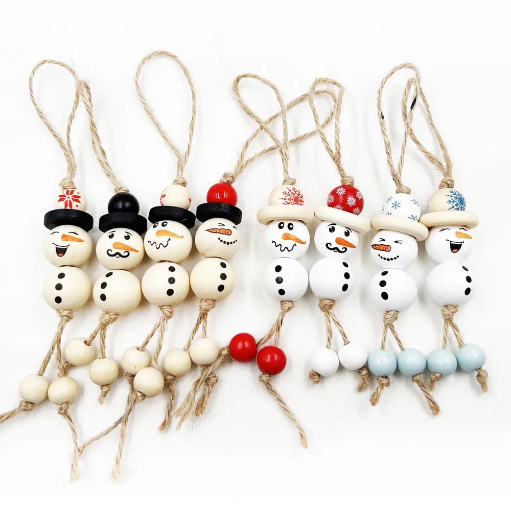 

20MM Snowman Wooden Bead pendant DIY Christmas Theme Colored Wooden Beads Wooden Bead Strings DIY Accessories