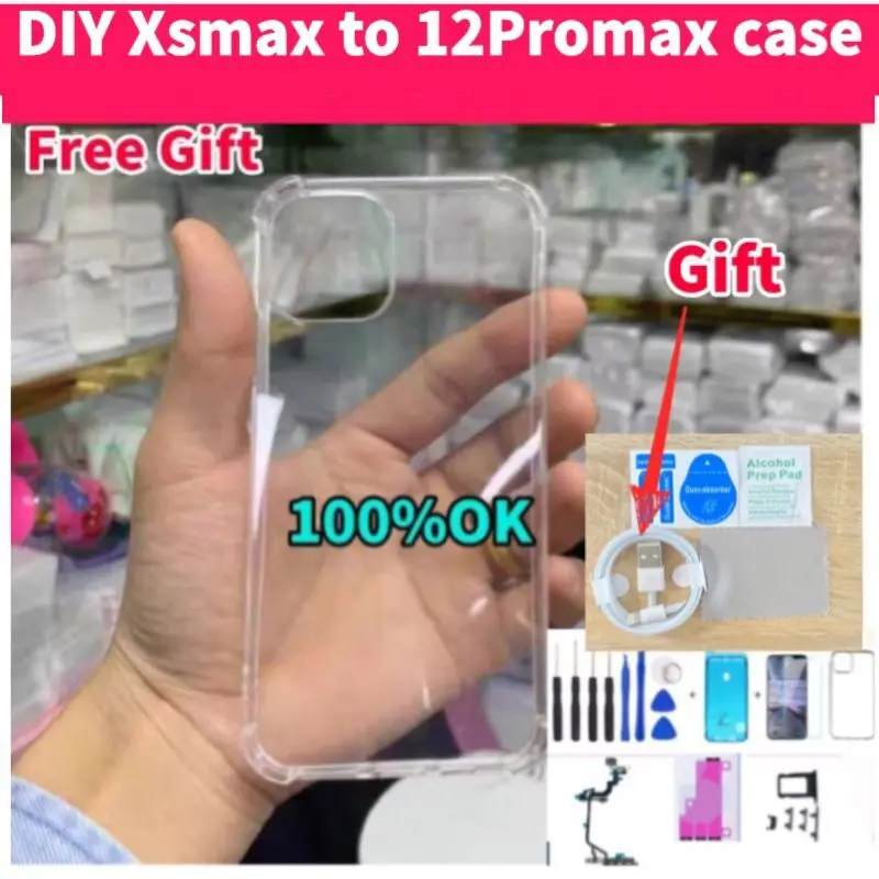 For iPhone DIY housing Xsmax UP TO 12Promax Back Cover Assembly xsmax Like 12Promax Housing for iphone xs max housing to 12Pro metal frame phones