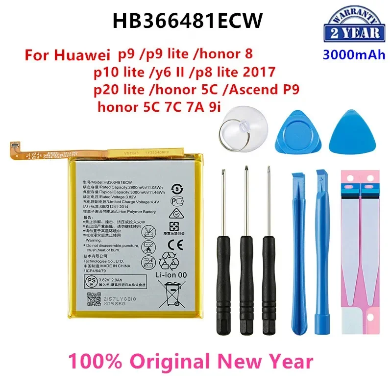 

100% Orginal HB366481ECW Battery For HUAWEI p9 /p9 lite/ honor 8 /p10 lite /y6 II/ p8 lite 2017/ p20 lite /honor 5C